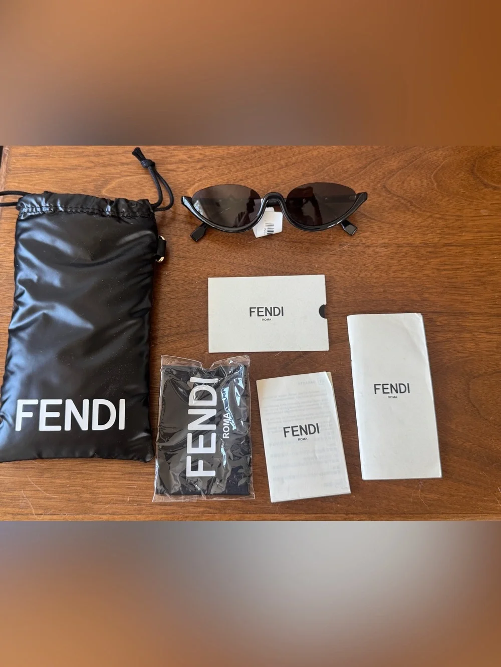 Fendi Black Cat-Eye Sunglasses with Dark Gray Lenses